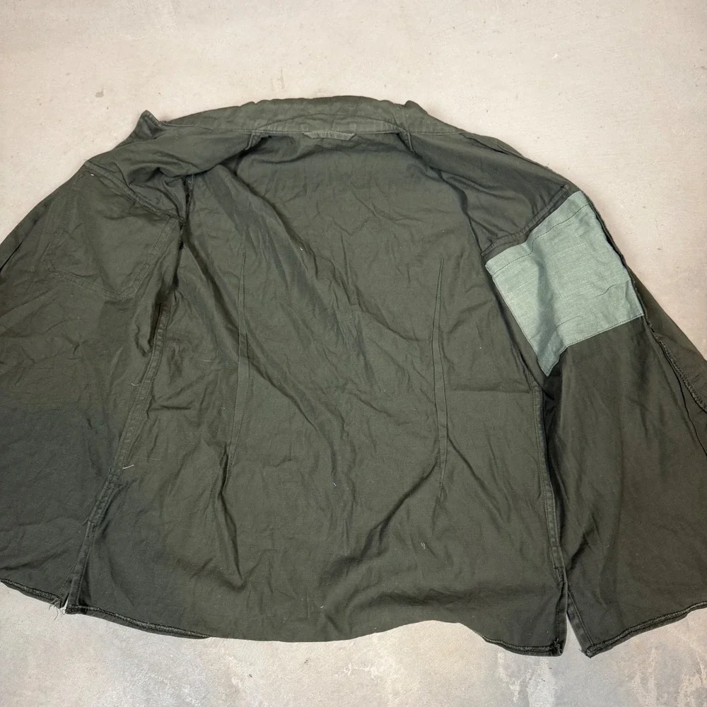 Vintage Military Utility Shirt Jacket Olive Green Cotton Twill Field Mens Small